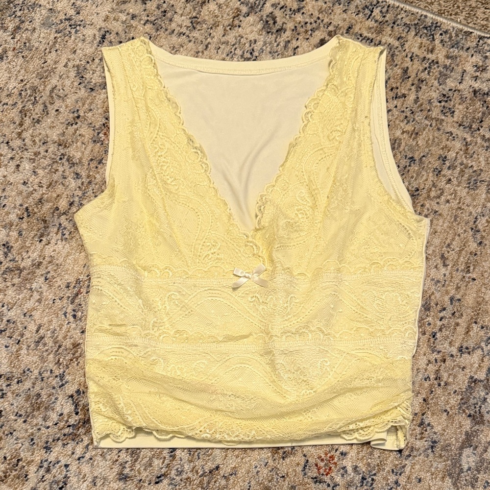 Cider Yellow Lace Tank Top